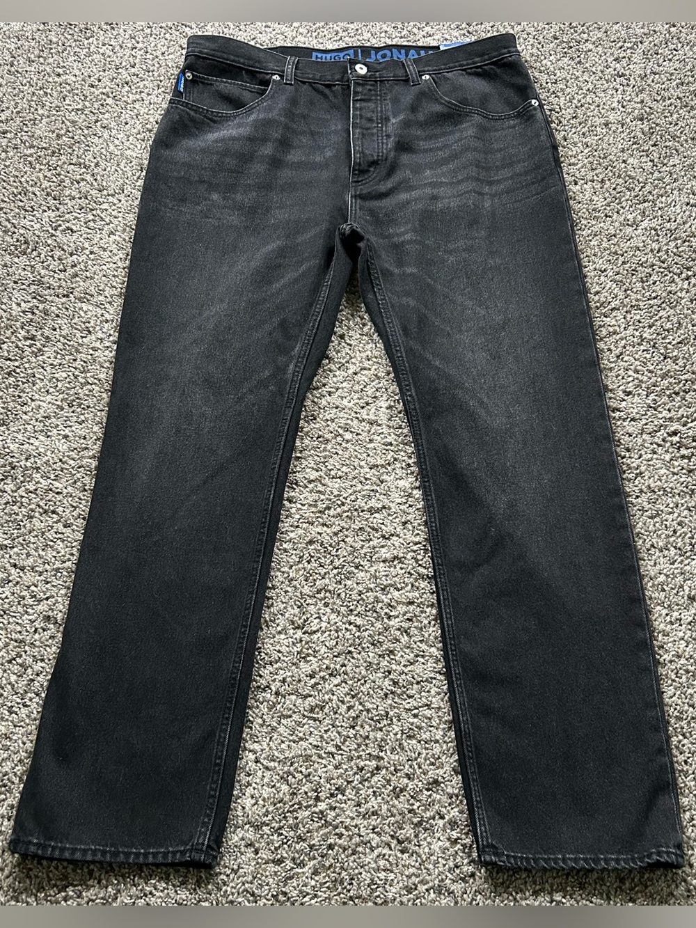 Hugo Boss Jonah Straight Menβs Black Distressed Jeans Size 36x32